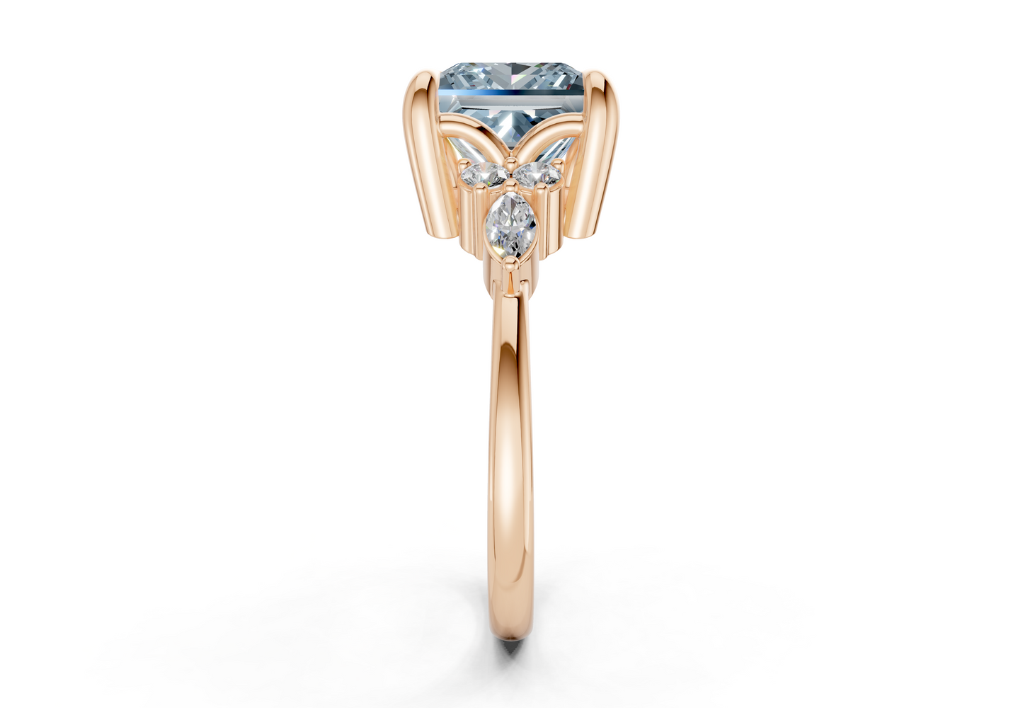 Lyra Blue Diamond Accent Princess Cut 2.3mm Engagement Ring