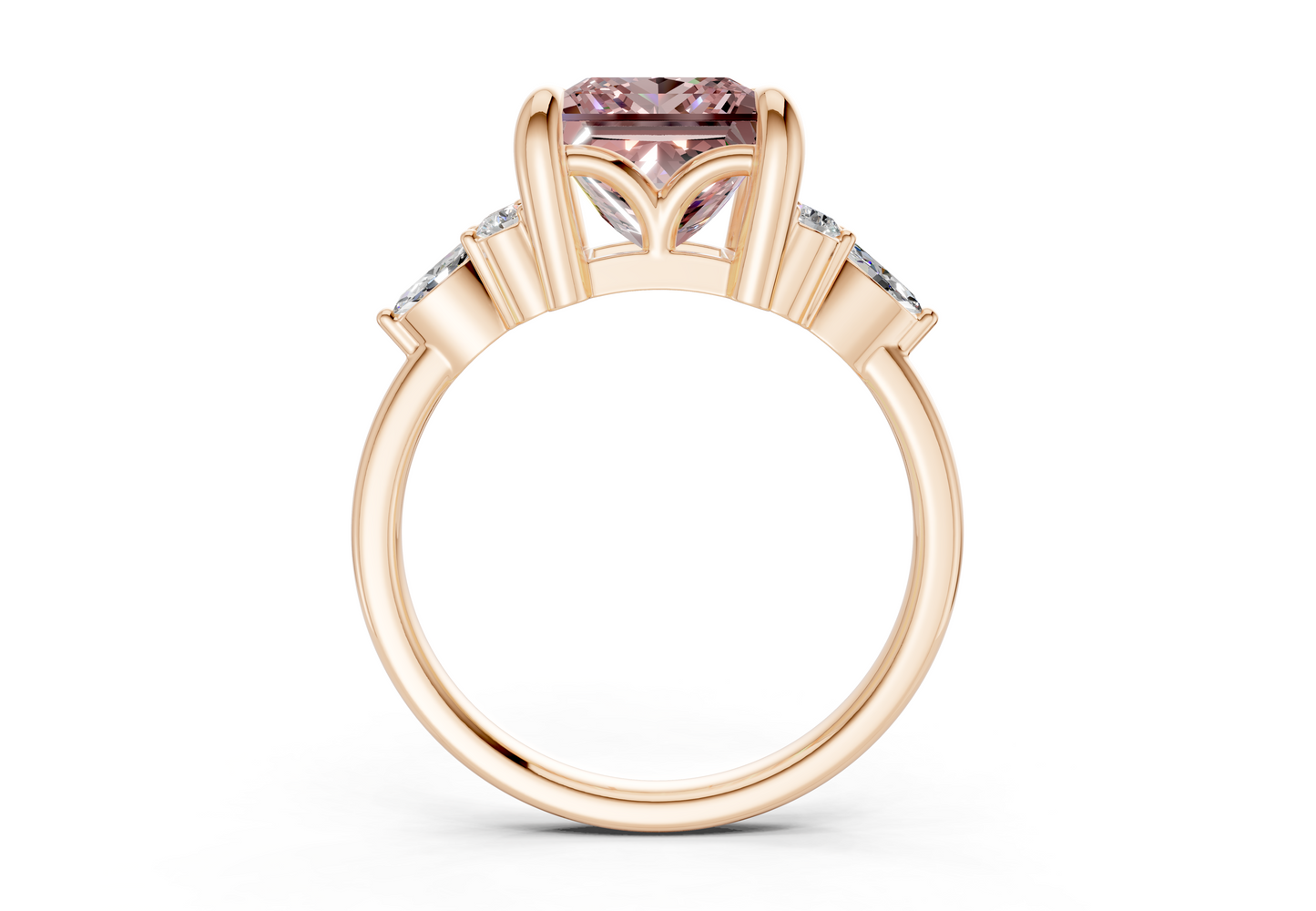 Lyra Pink Diamond Accent Princess Cut 2mm Engagement Ring