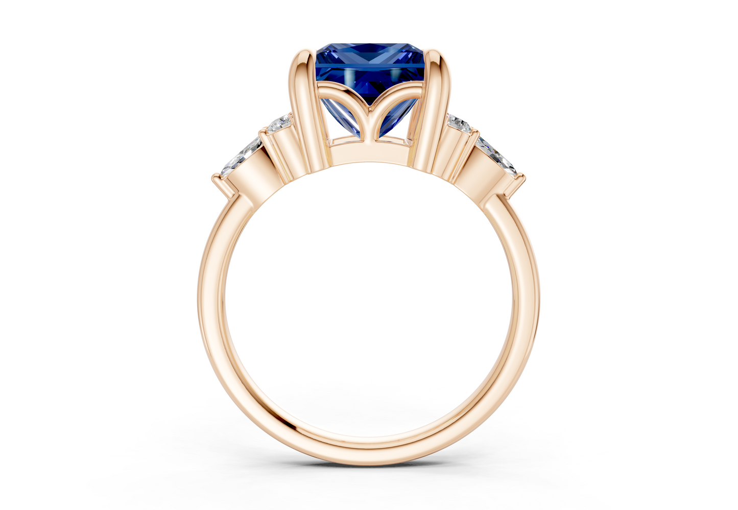 Lyra Sapphire Gemstone Accent Princess Cut 2mm Engagement Ring