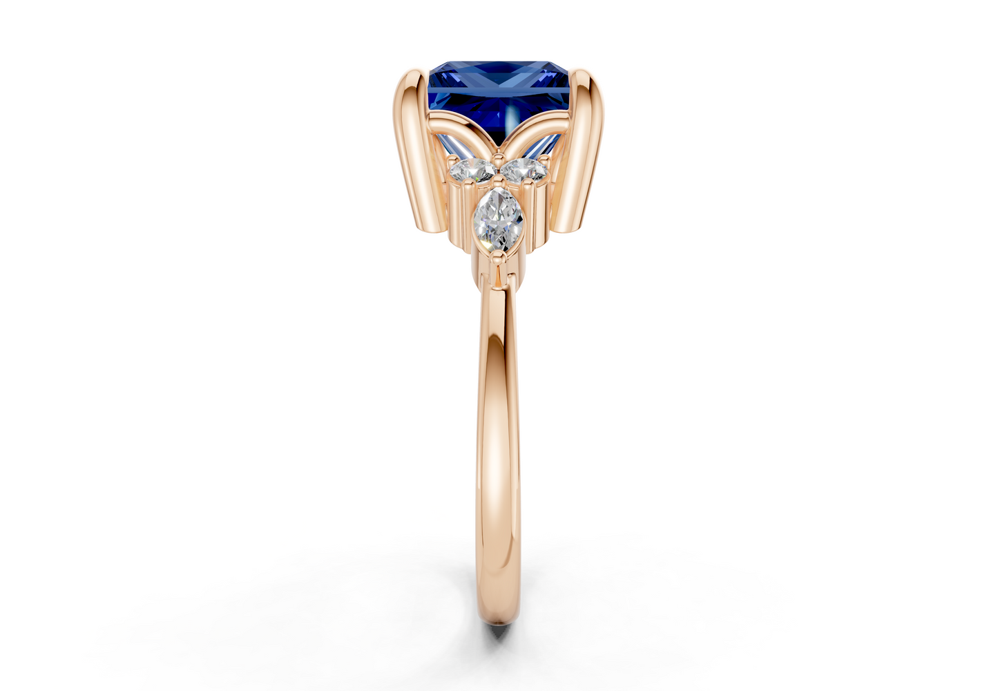 Lyra Sapphire Gemstone Accent Princess Cut 2mm Engagement Ring