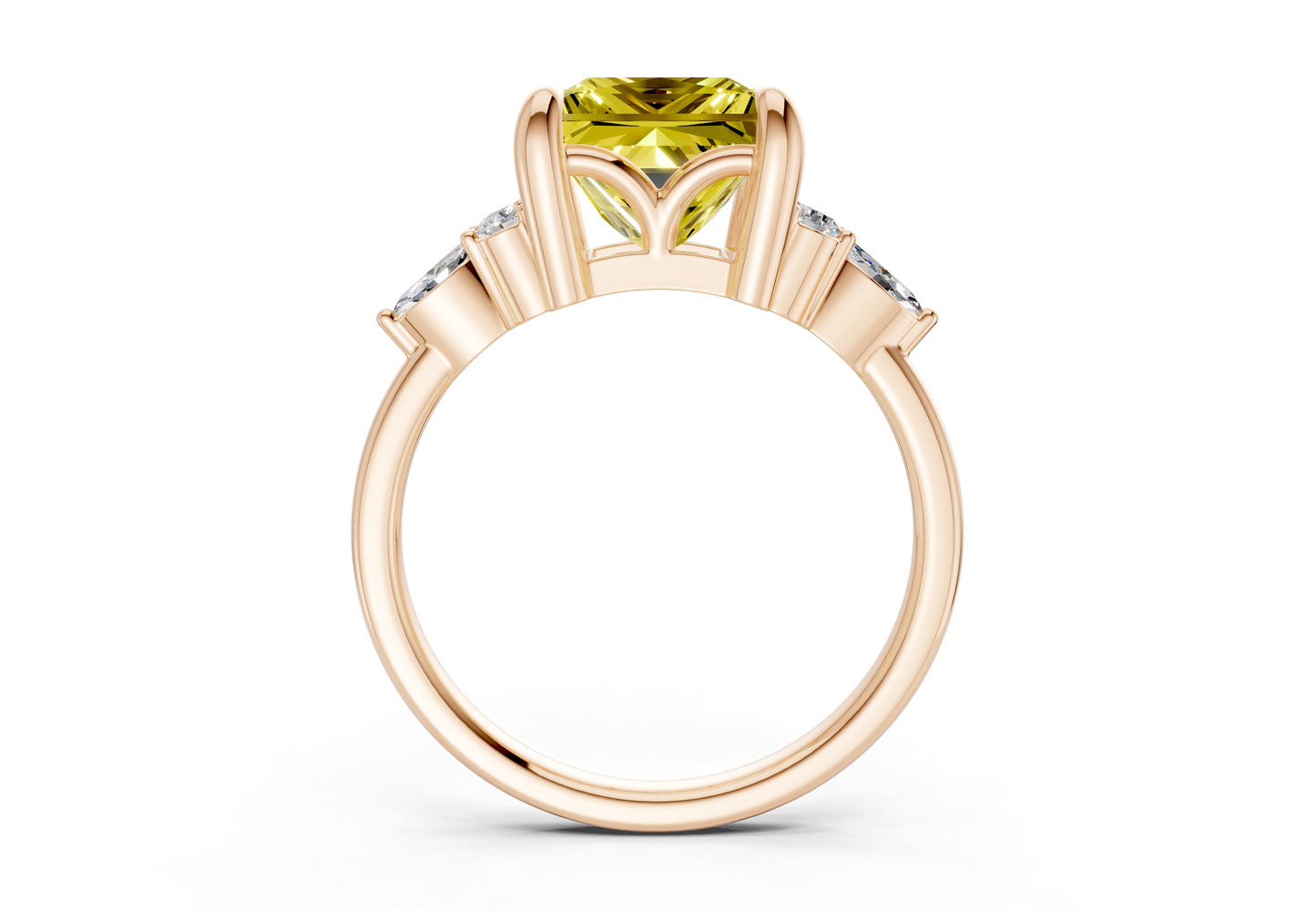 Lyra Yellow Diamond Accent Princess Cut 2.3mm Engagement Ring