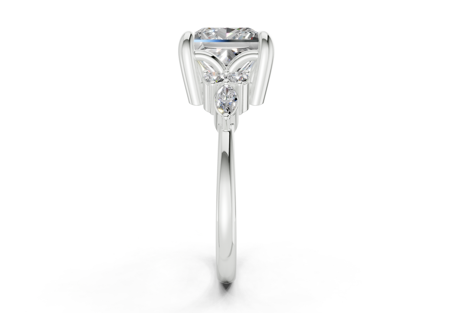 Lyra Diamond Accent Princess Cut 2mm Engagement Ring