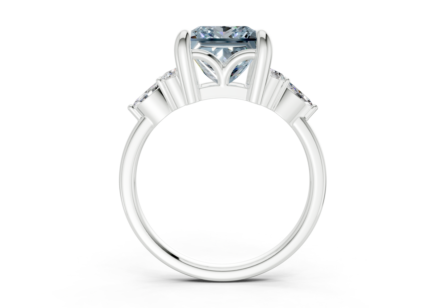 Lyra Blue Diamond Accent Princess Cut 2.3mm Engagement Ring