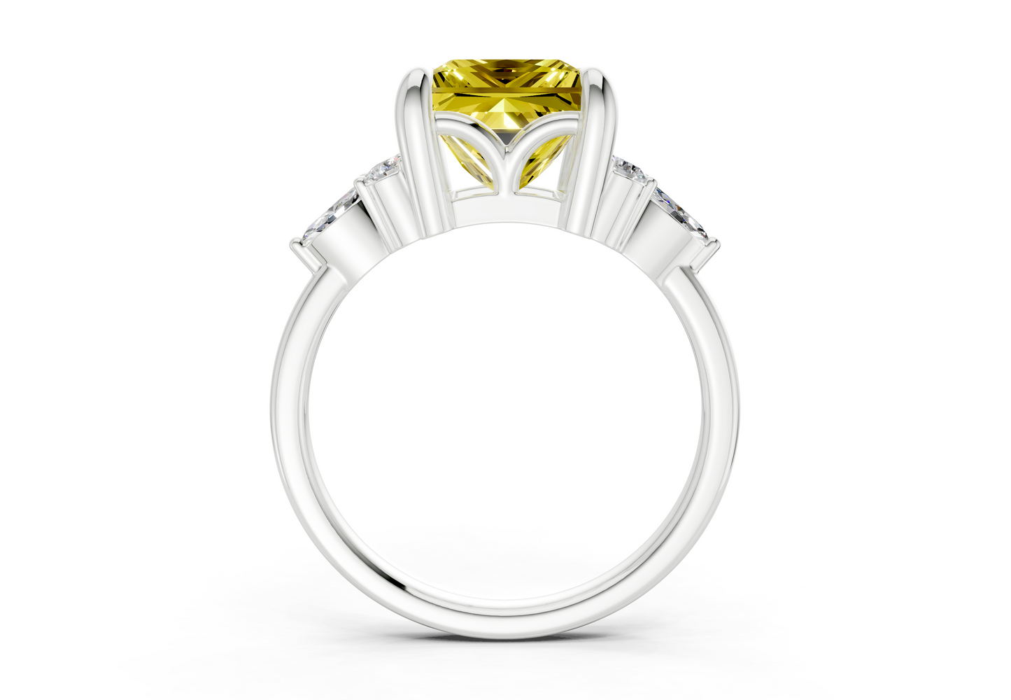 Lyra Yellow Diamond Accent Princess Cut 2.3mm Engagement Ring