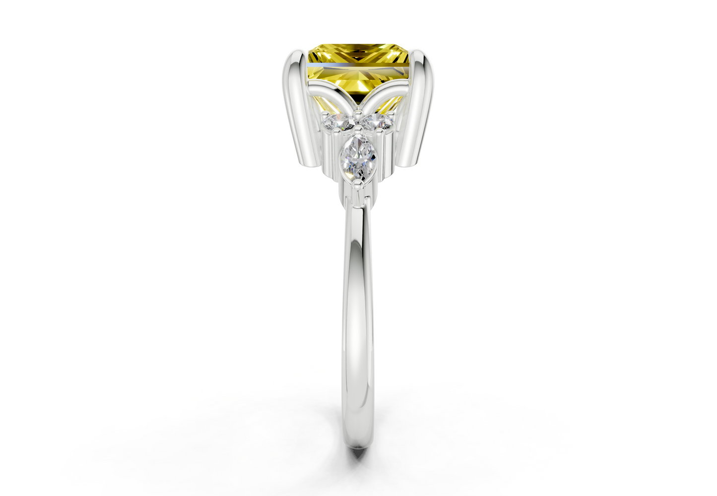 Lyra Yellow Diamond Accent Princess Cut 2.3mm Engagement Ring