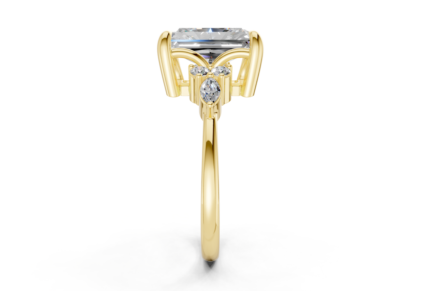 Lyra Diamond Accent Radiant Cut 2mm Engagement Ring