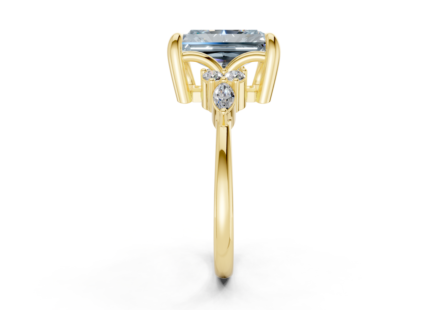 Lyra Blue Diamond Accent Radiant Cut 2mm Engagement Ring