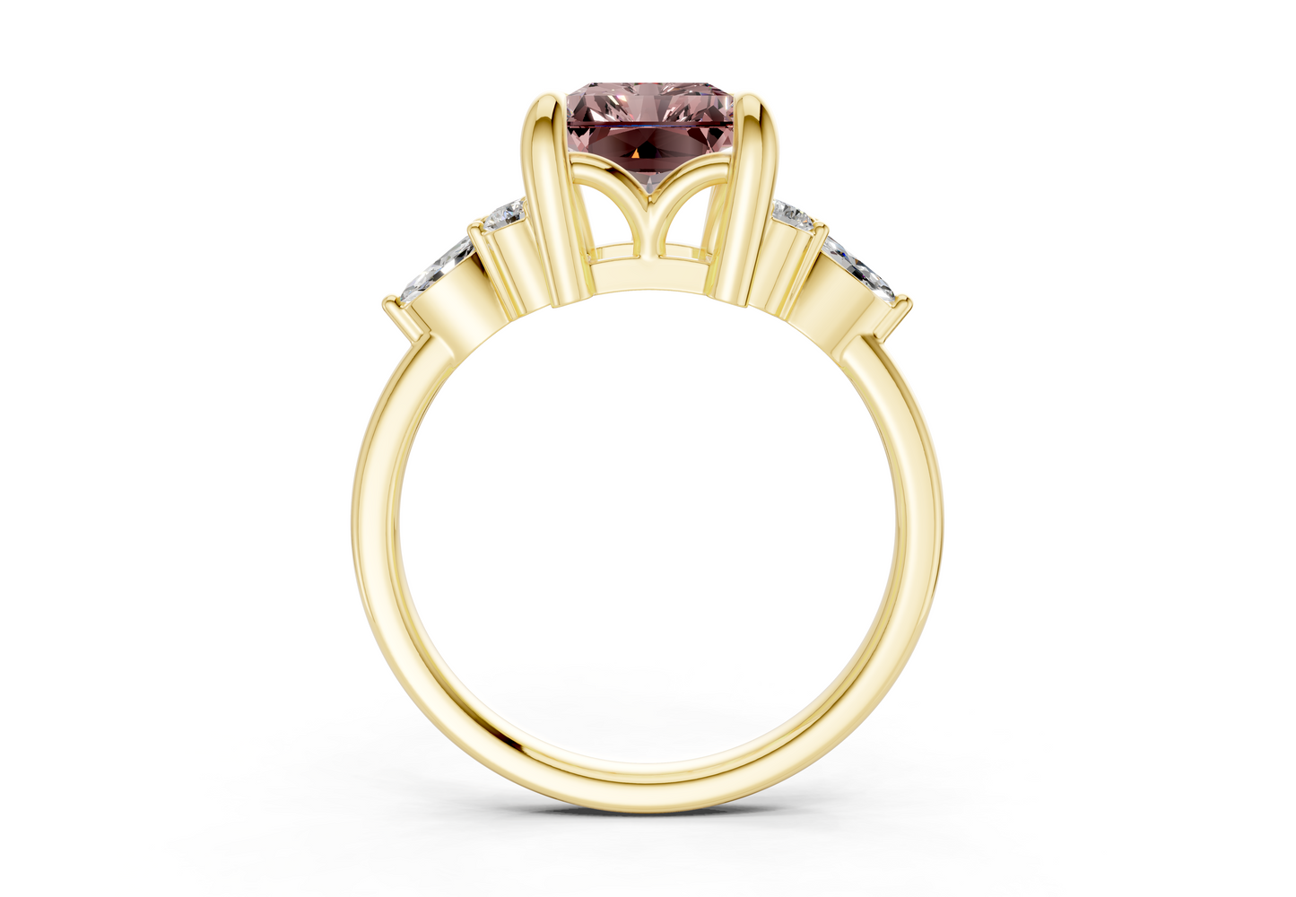 Lyra Pink Diamond Accent Radiant Cut 2mm Engagement Ring