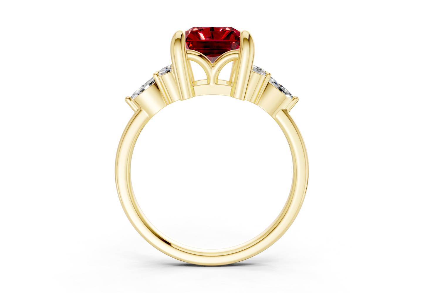 Lyra Ruby Gemstone Accent Radiant Cut 2mm Engagement Ring