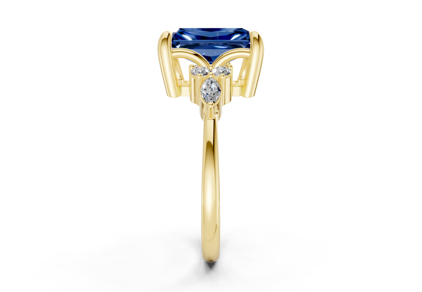 Lyra Sapphire Gemstone Accent Radiant Cut 2mm Engagement Ring
