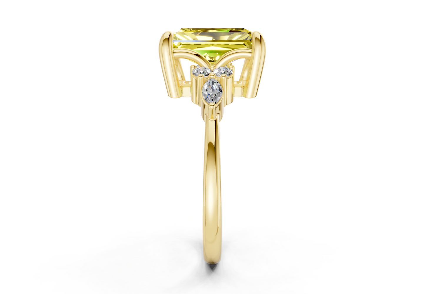 Lyra Yellow Diamond Accent Radiant Cut 2mm Engagement Ring