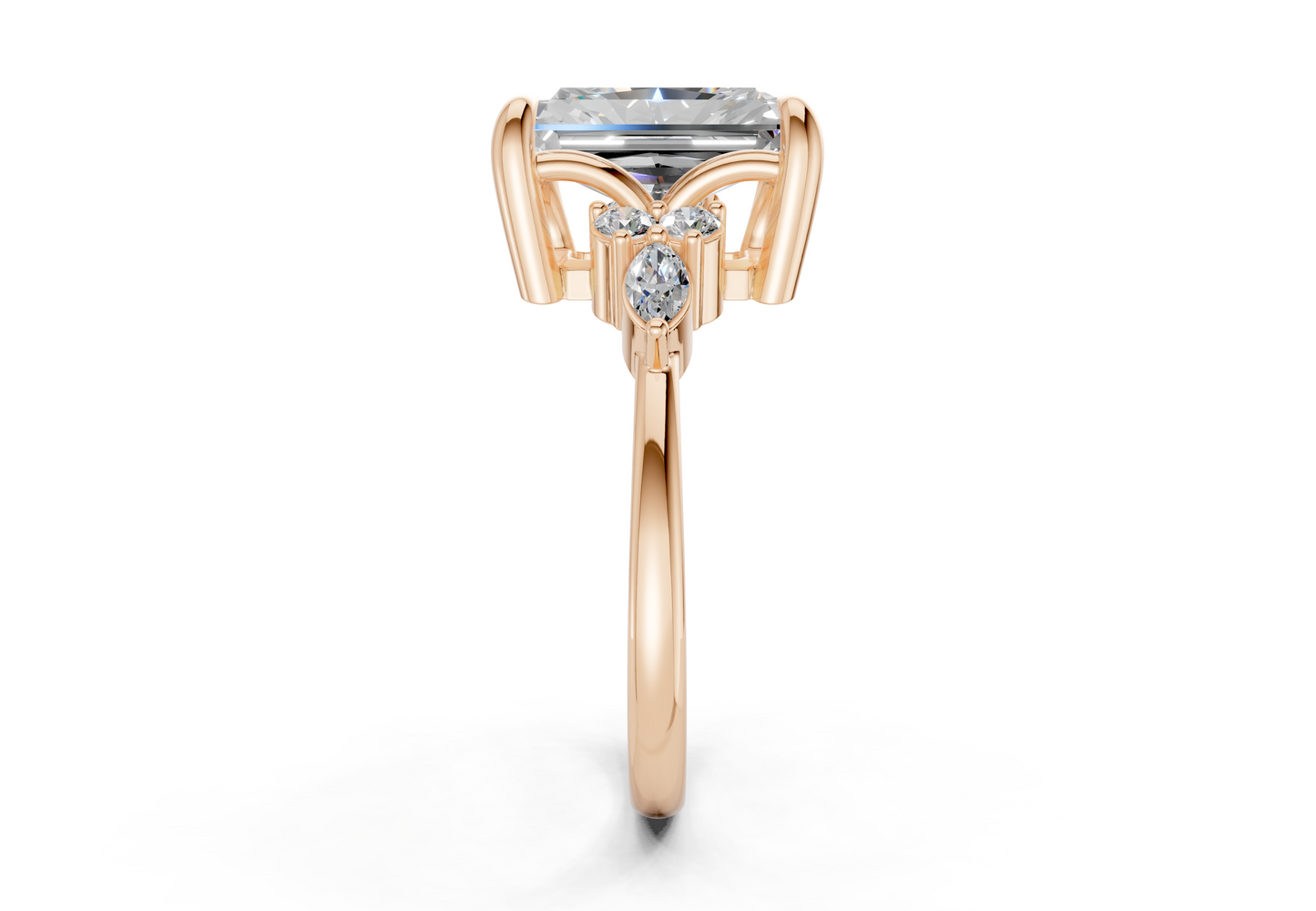Lyra Diamond Accent Radiant Cut 2mm Engagement Ring