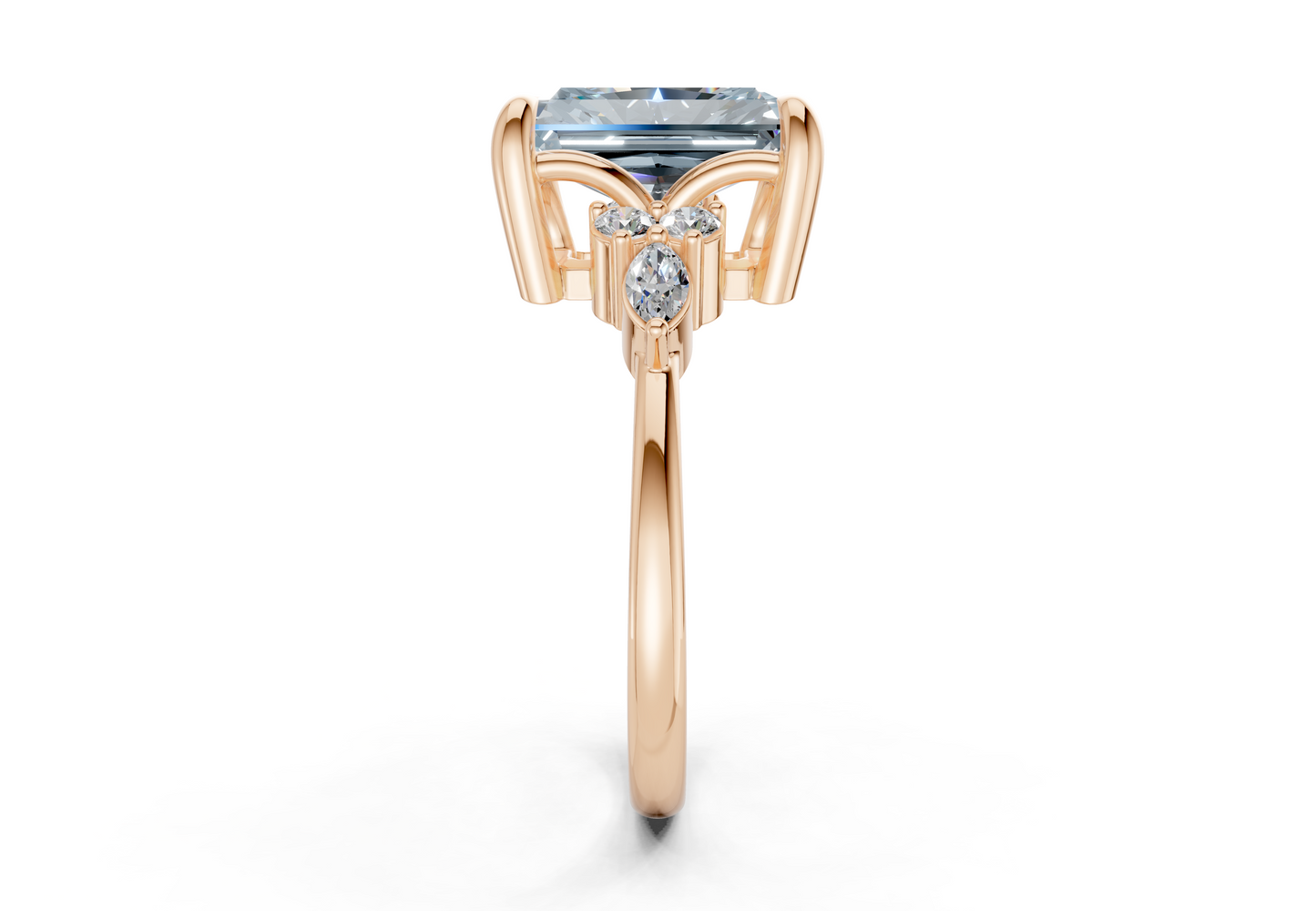 Lyra Blue Diamond Accent Radiant Cut 2mm Engagement Ring