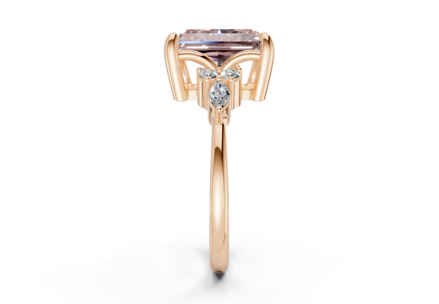 Lyra Pink Diamond Accent Radiant Cut 2mm Engagement Ring