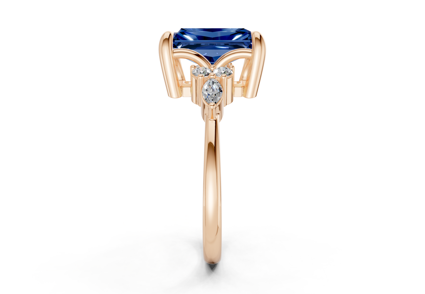 Lyra Sapphire Gemstone Accent Radiant Cut 2mm Engagement Ring