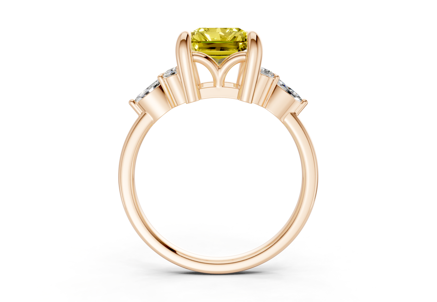 Lyra Yellow Diamond Accent Radiant Cut 2mm Engagement Ring
