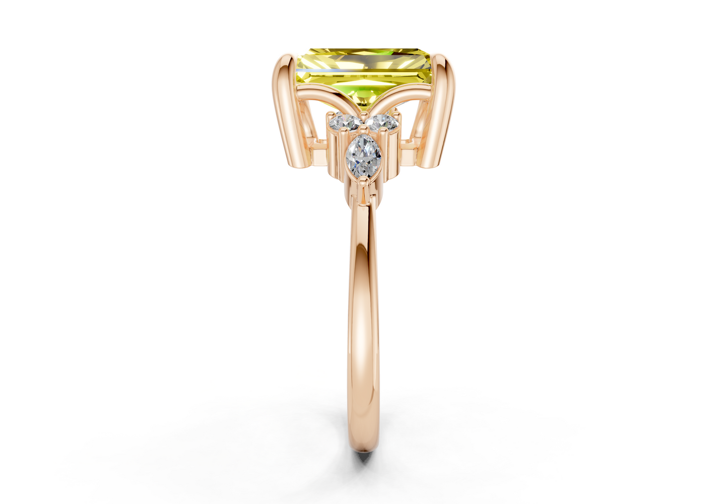 Lyra Yellow Diamond Accent Radiant Cut 2mm Engagement Ring