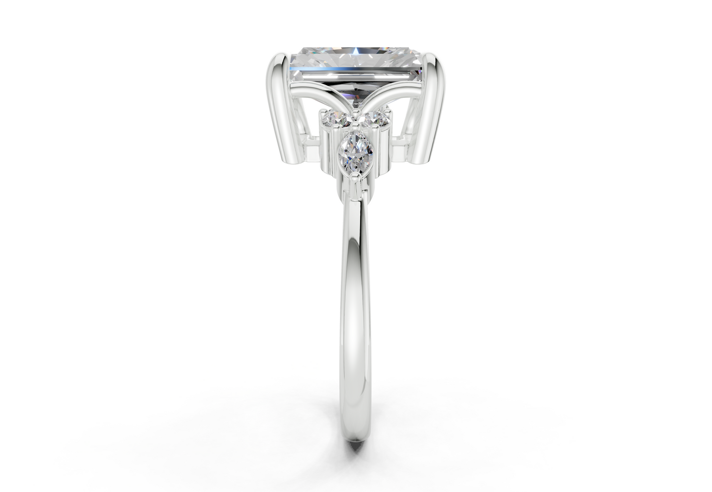 Lyra Diamond Accent Radiant Cut 2mm Engagement Ring