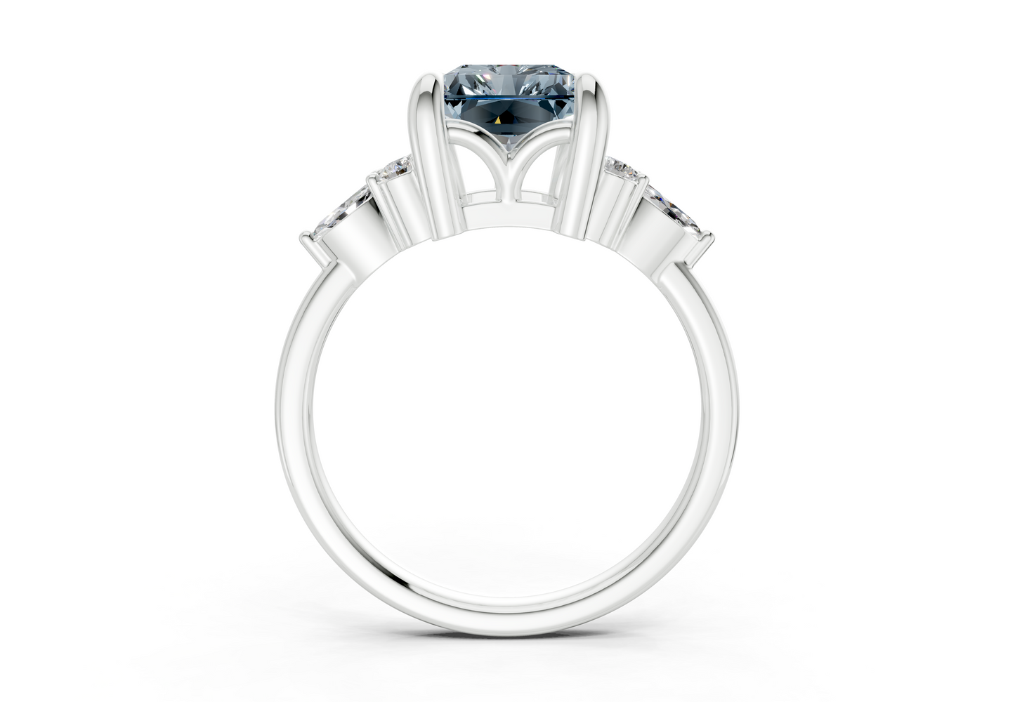 Lyra Blue Diamond Accent Radiant Cut 2mm Engagement Ring