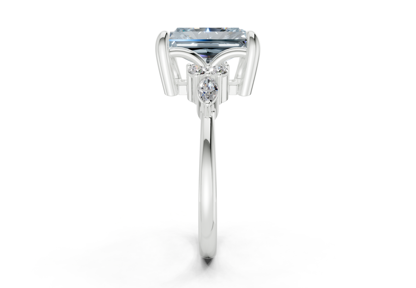 Lyra Blue Diamond Accent Radiant Cut 2mm Engagement Ring