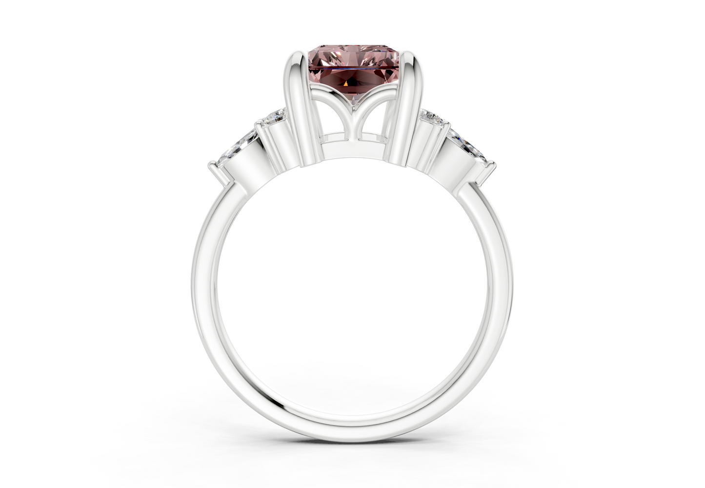 Lyra Pink Diamond Accent Radiant Cut 2mm Engagement Ring
