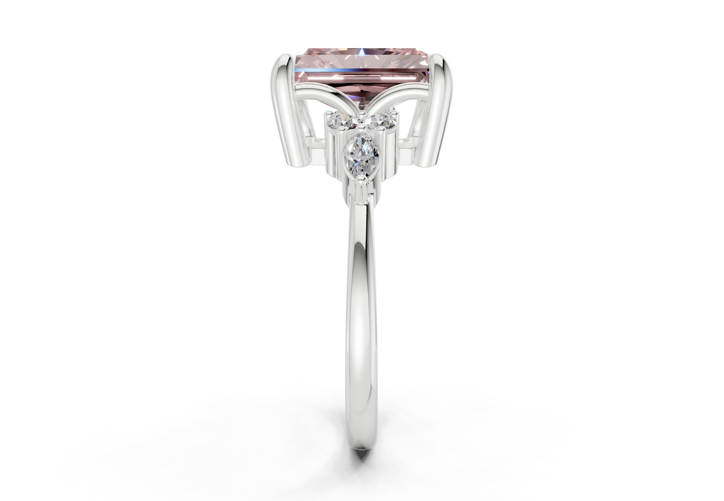 Lyra Pink Diamond Accent Radiant Cut 2mm Engagement Ring