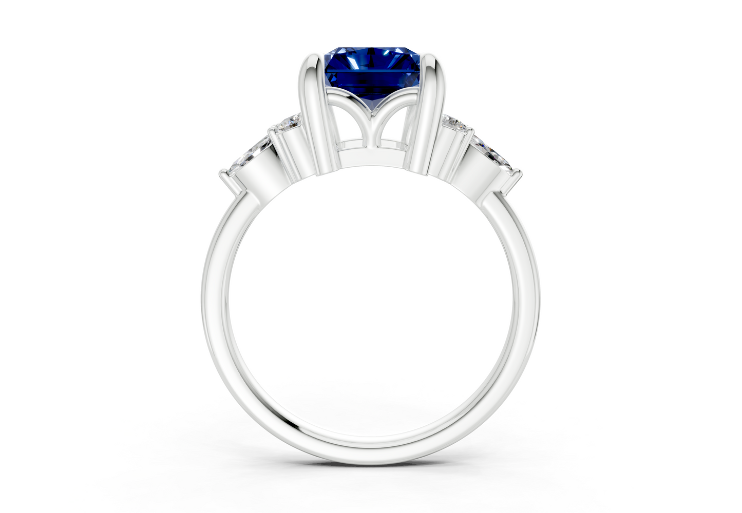 Lyra Sapphire Gemstone Accent Radiant Cut 2mm Engagement Ring