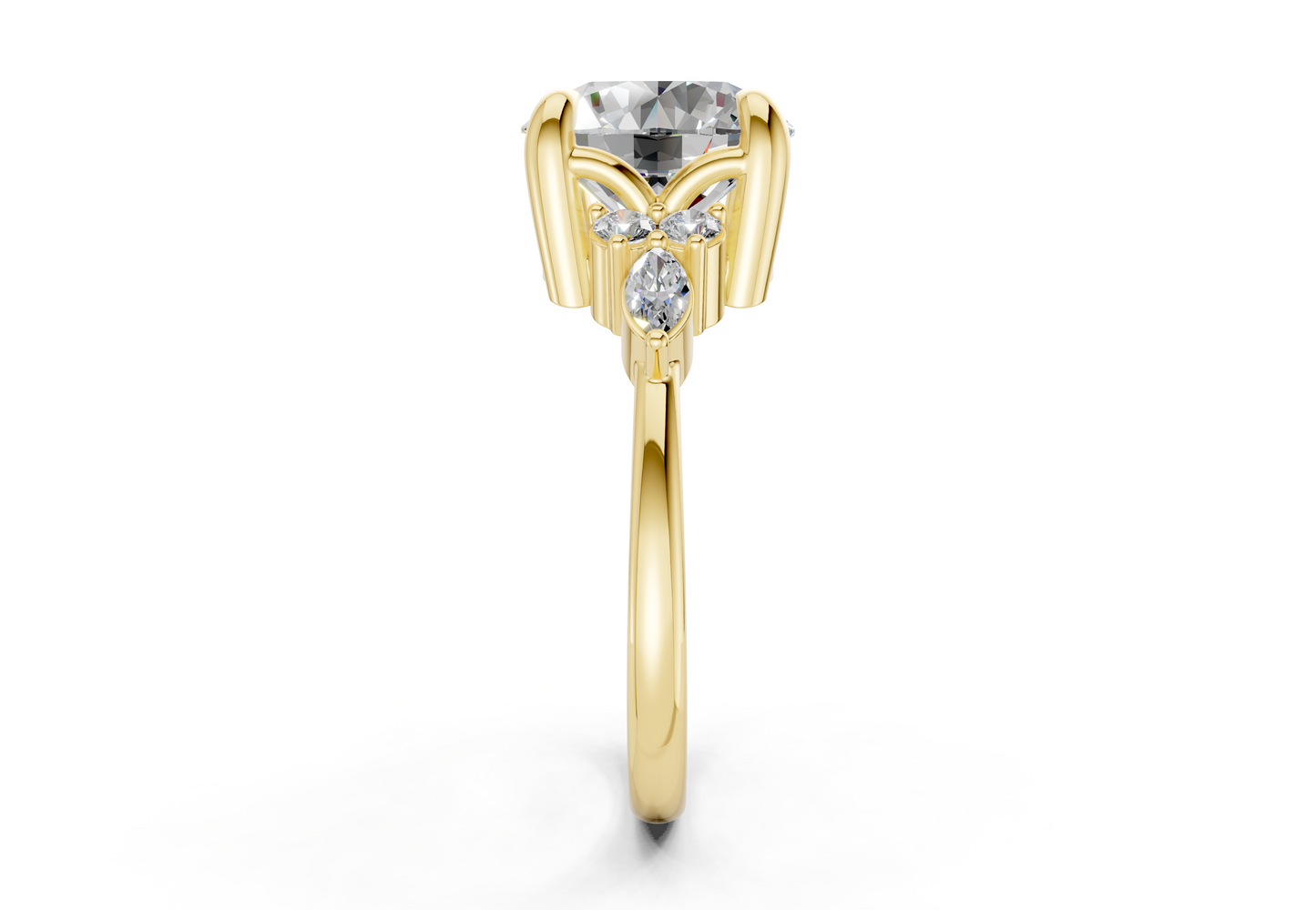 Lyra Diamond Accent Round Cut 2.3mm Engagement Ring