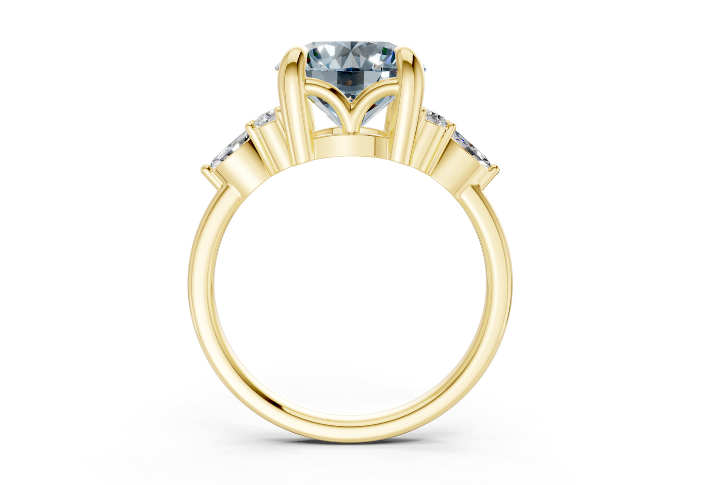 Lyra Blue Diamond Accent Round Cut 2mm Engagement Ring