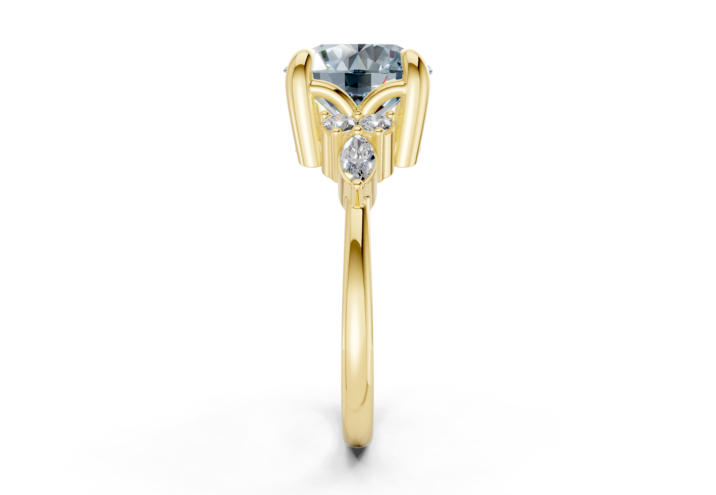 Lyra Blue Diamond Accent Round Cut 2mm Engagement Ring