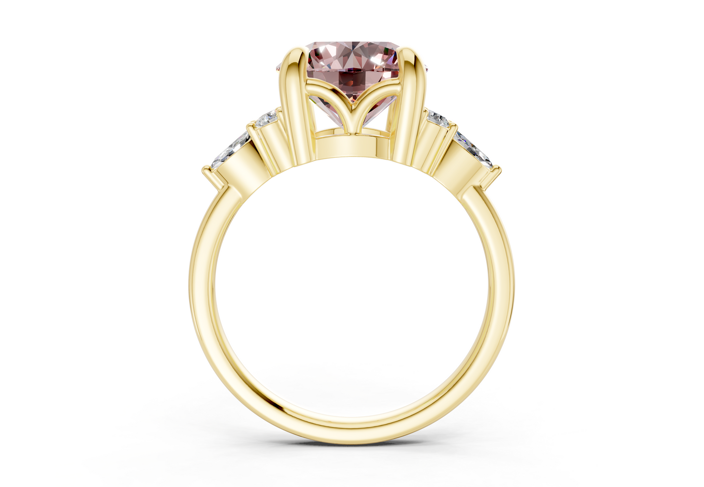 Lyra Pink Diamond Accent Round Cut 2.3mm Engagement Ring