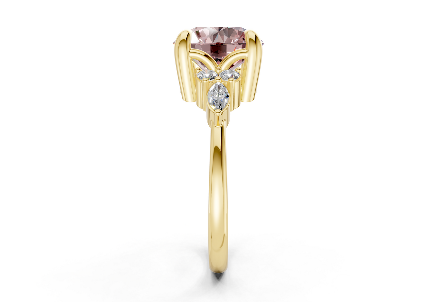 Lyra Pink Diamond Accent Round Cut 2.3mm Engagement Ring