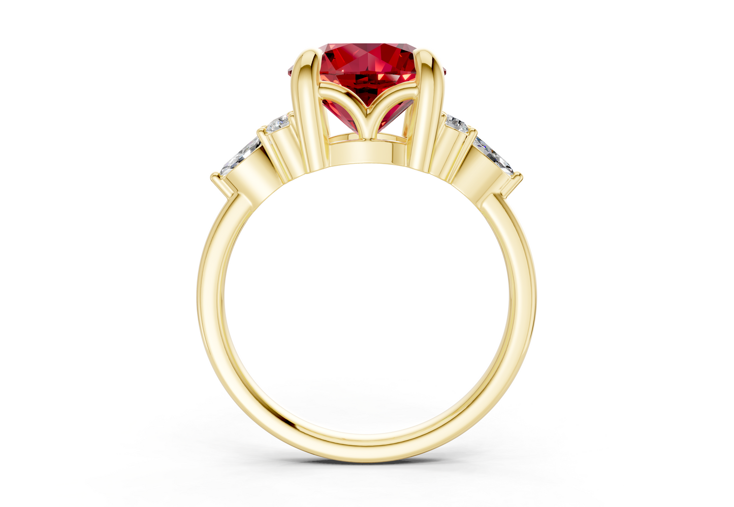 Lyra Ruby Gemstone Accent Round Cut 1.8mm Engagement Ring