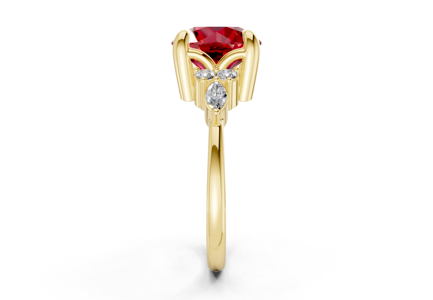 Lyra Ruby Gemstone Accent Round Cut 1.8mm Engagement Ring