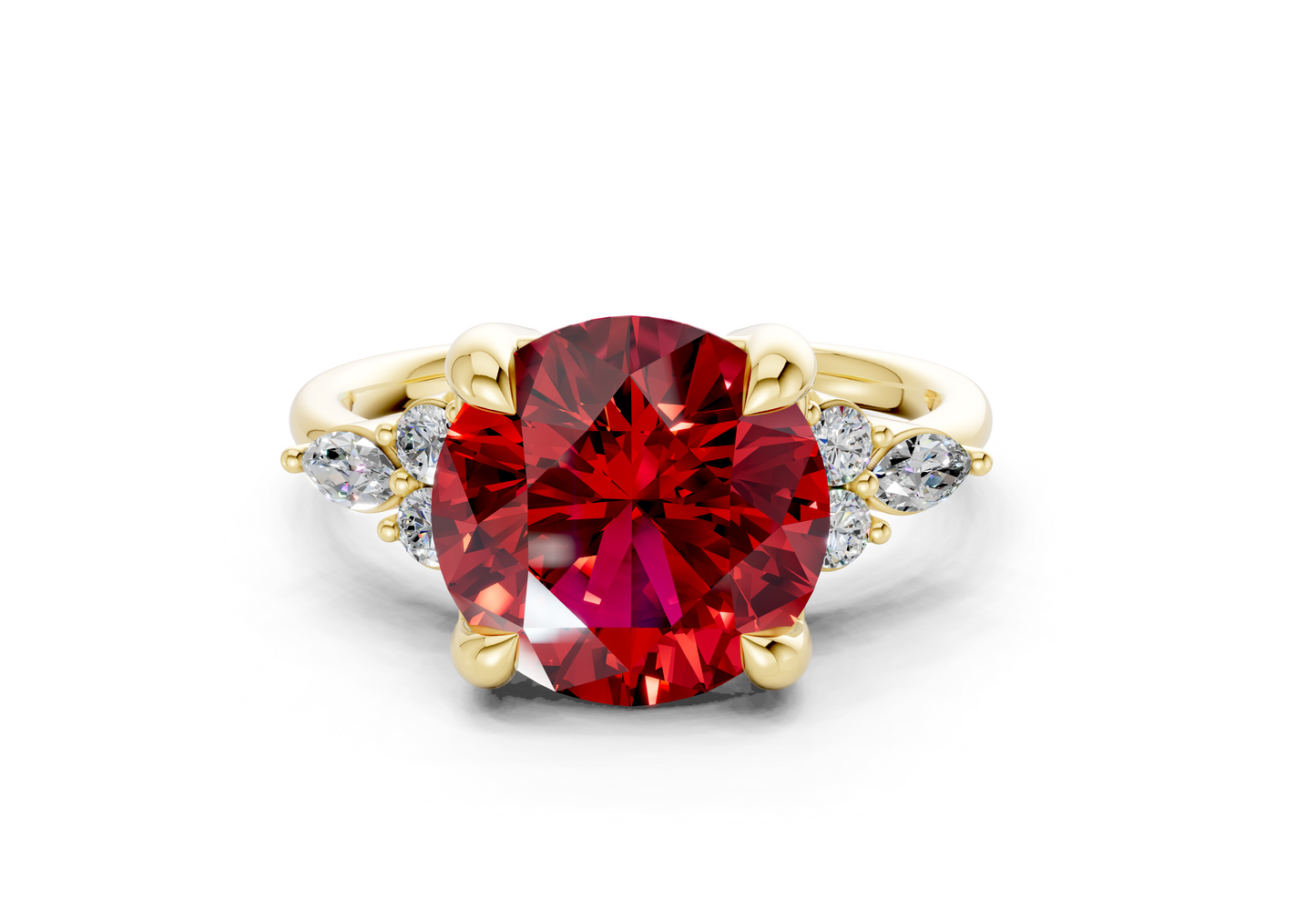 Lyra Ruby Gemstone Accent Round Cut 1.8mm Engagement Ring