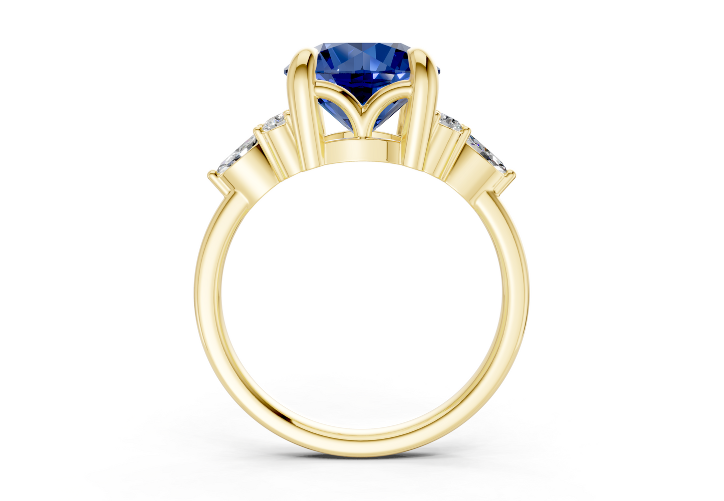 Lyra Sapphire Gemstone Accent Round Cut 2.3mm Engagement Ring