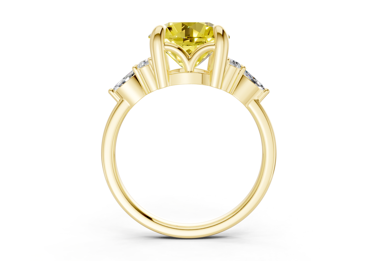 Lyra Yellow Diamond Accent Round Cut 1.8mm Engagement Ring