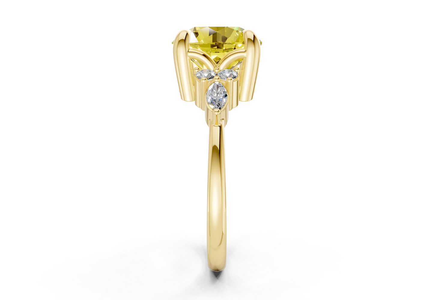 Lyra Yellow Diamond Accent Round Cut 1.8mm Engagement Ring