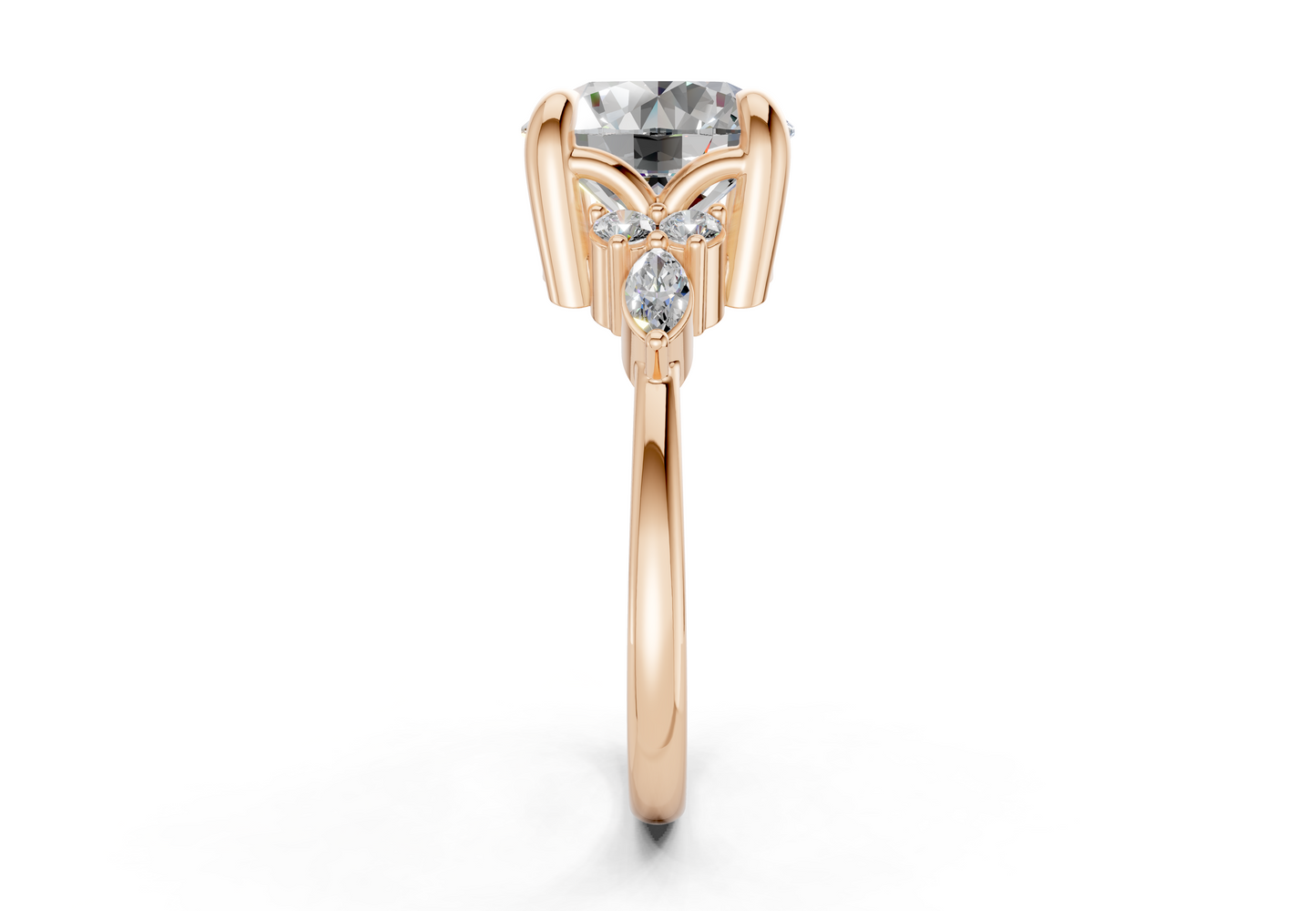 Lyra Diamond Accent Round Cut 2.3mm Engagement Ring
