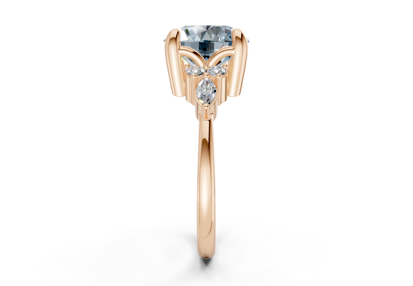 Lyra Blue Diamond Accent Round Cut 2mm Engagement Ring