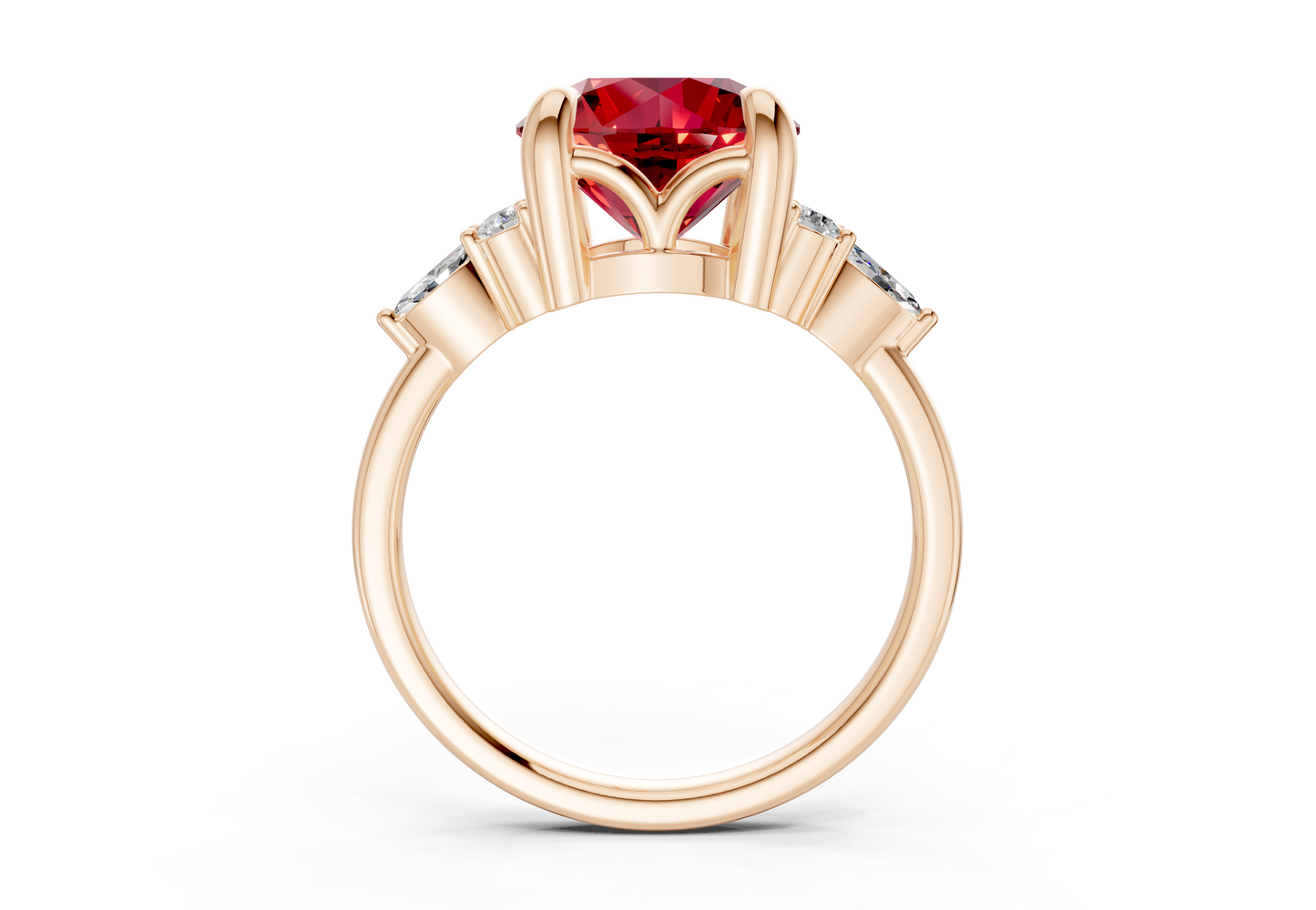 Lyra Ruby Gemstone Accent Round Cut 1.8mm Engagement Ring