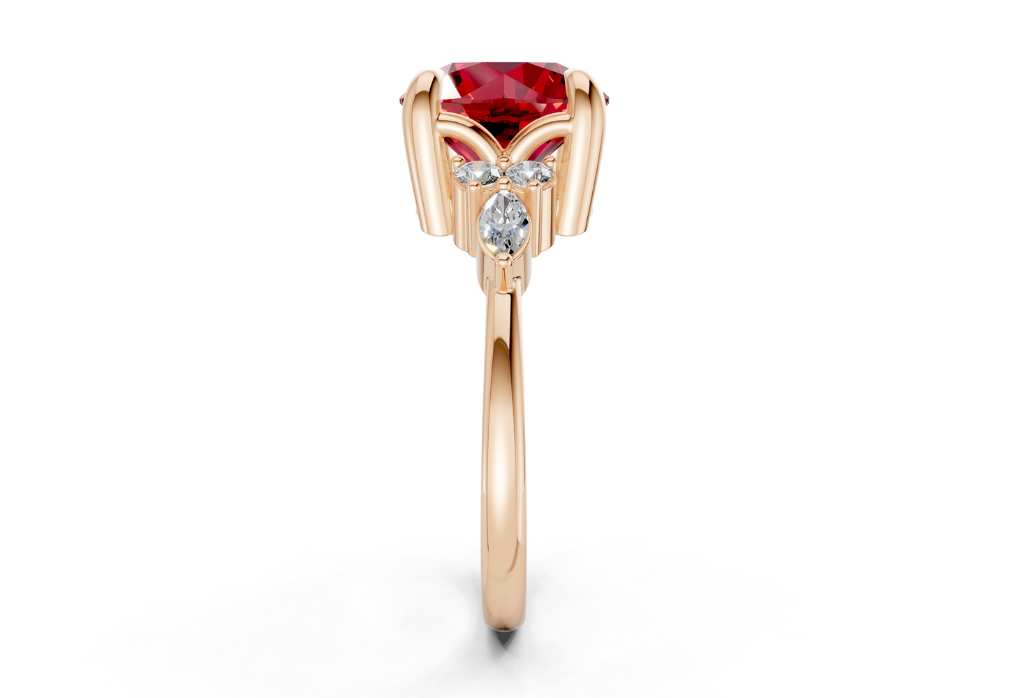 Lyra Ruby Gemstone Accent Round Cut 1.8mm Engagement Ring