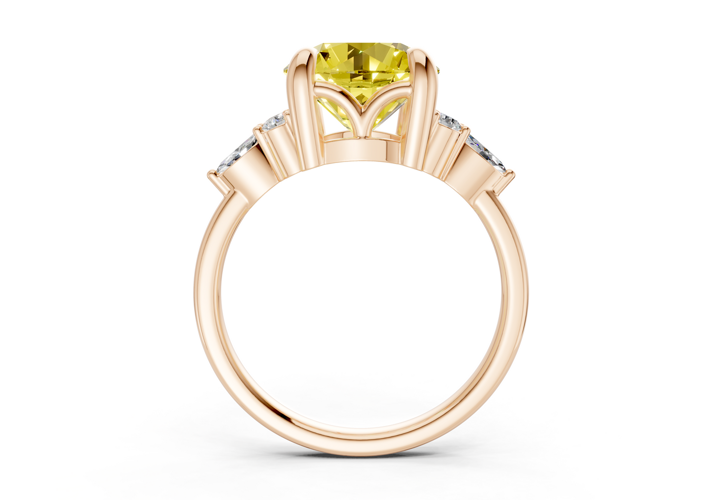 Lyra Yellow Diamond Accent Round Cut 1.8mm Engagement Ring