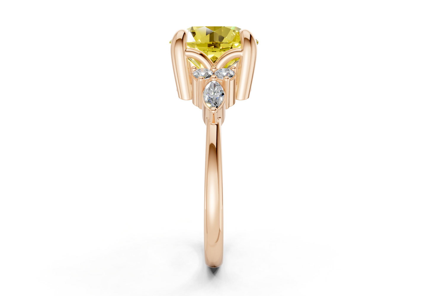 Lyra Yellow Diamond Accent Round Cut 1.8mm Engagement Ring