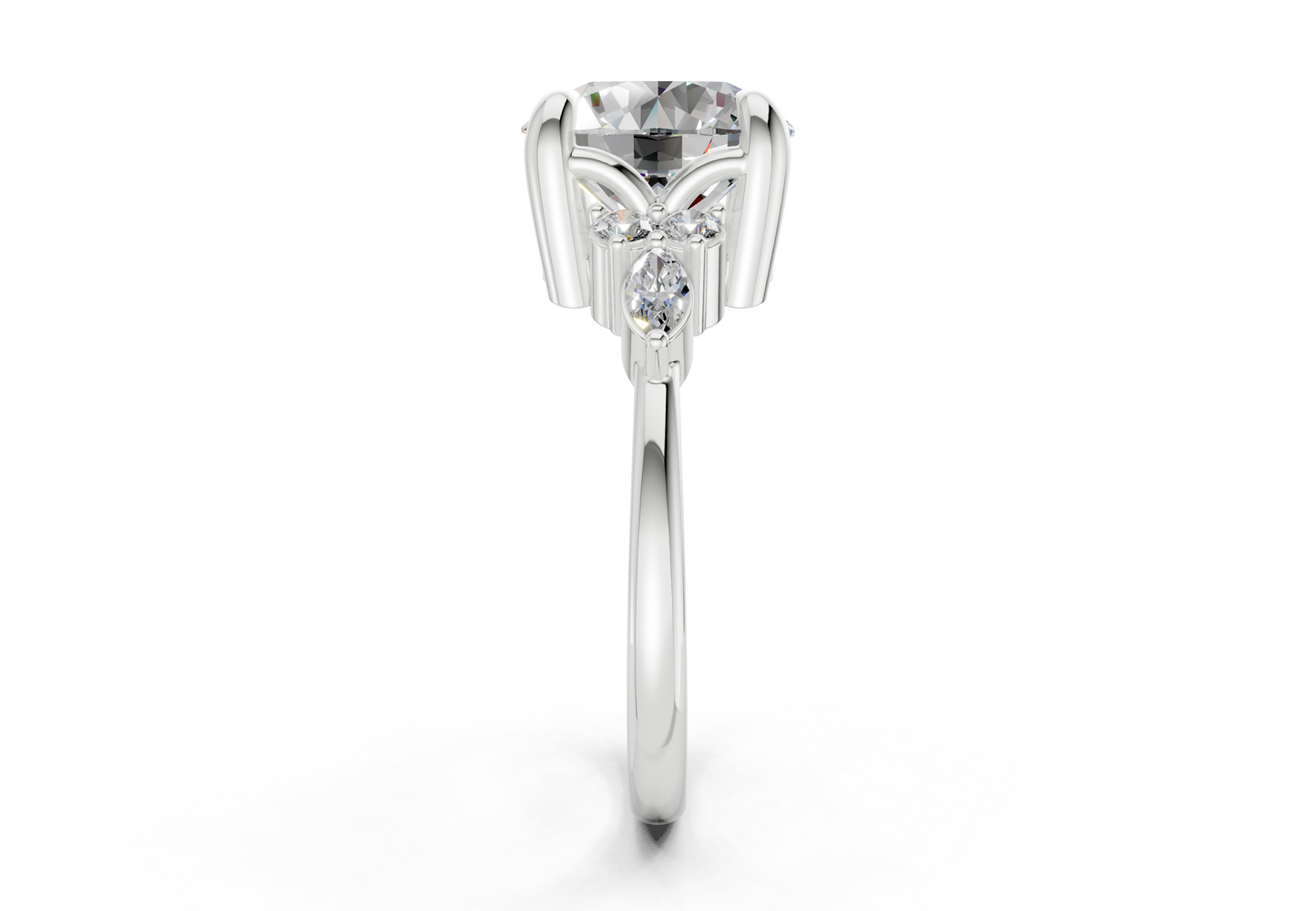 Lyra Diamond Accent Round Cut 2.3mm Engagement Ring