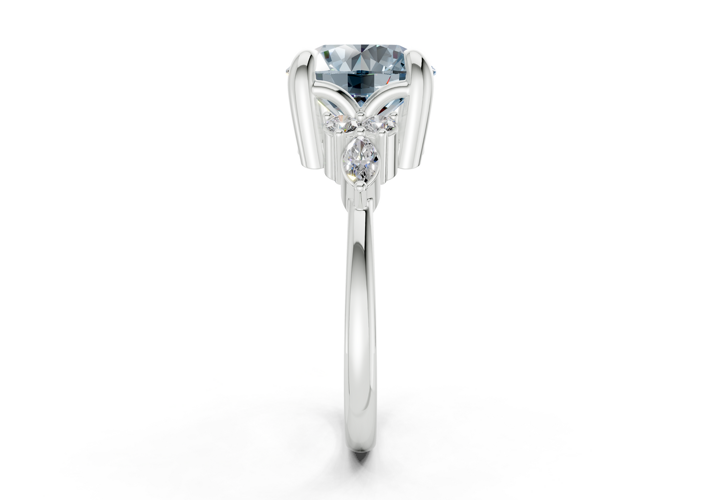 Lyra Blue Diamond Accent Round Cut 2mm Engagement Ring