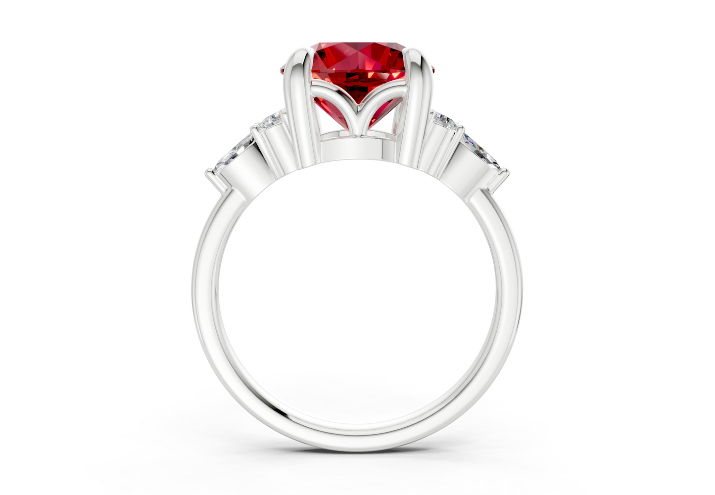 Lyra Ruby Gemstone Accent Round Cut 1.8mm Engagement Ring