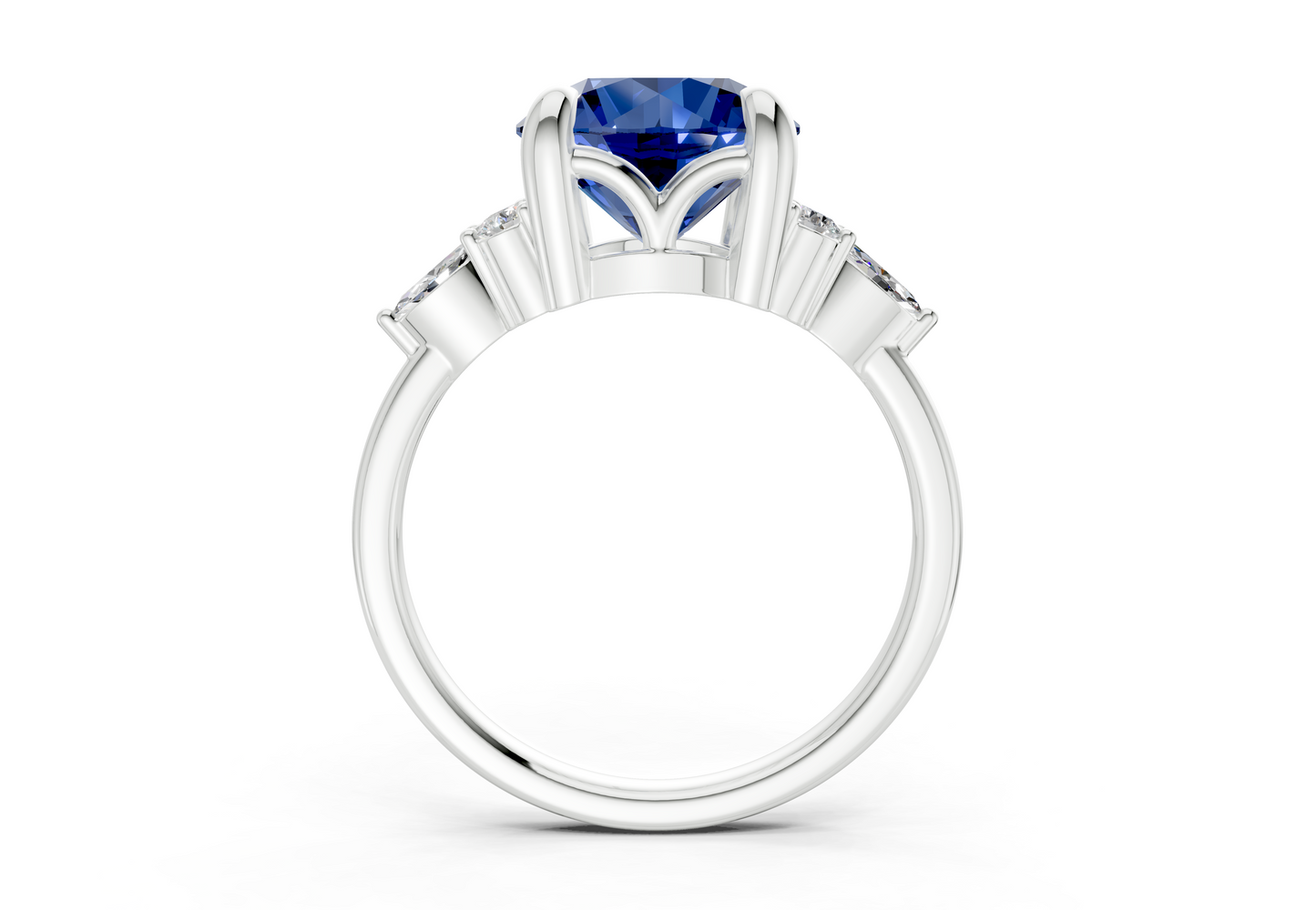 Lyra Sapphire Gemstone Accent Round Cut 2.3mm Engagement Ring