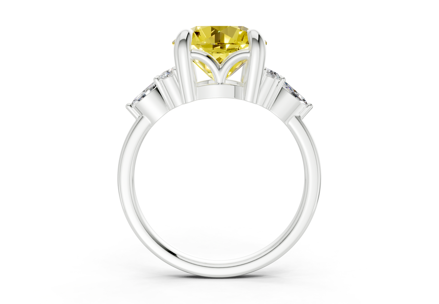 Lyra Yellow Diamond Accent Round Cut 1.8mm Engagement Ring