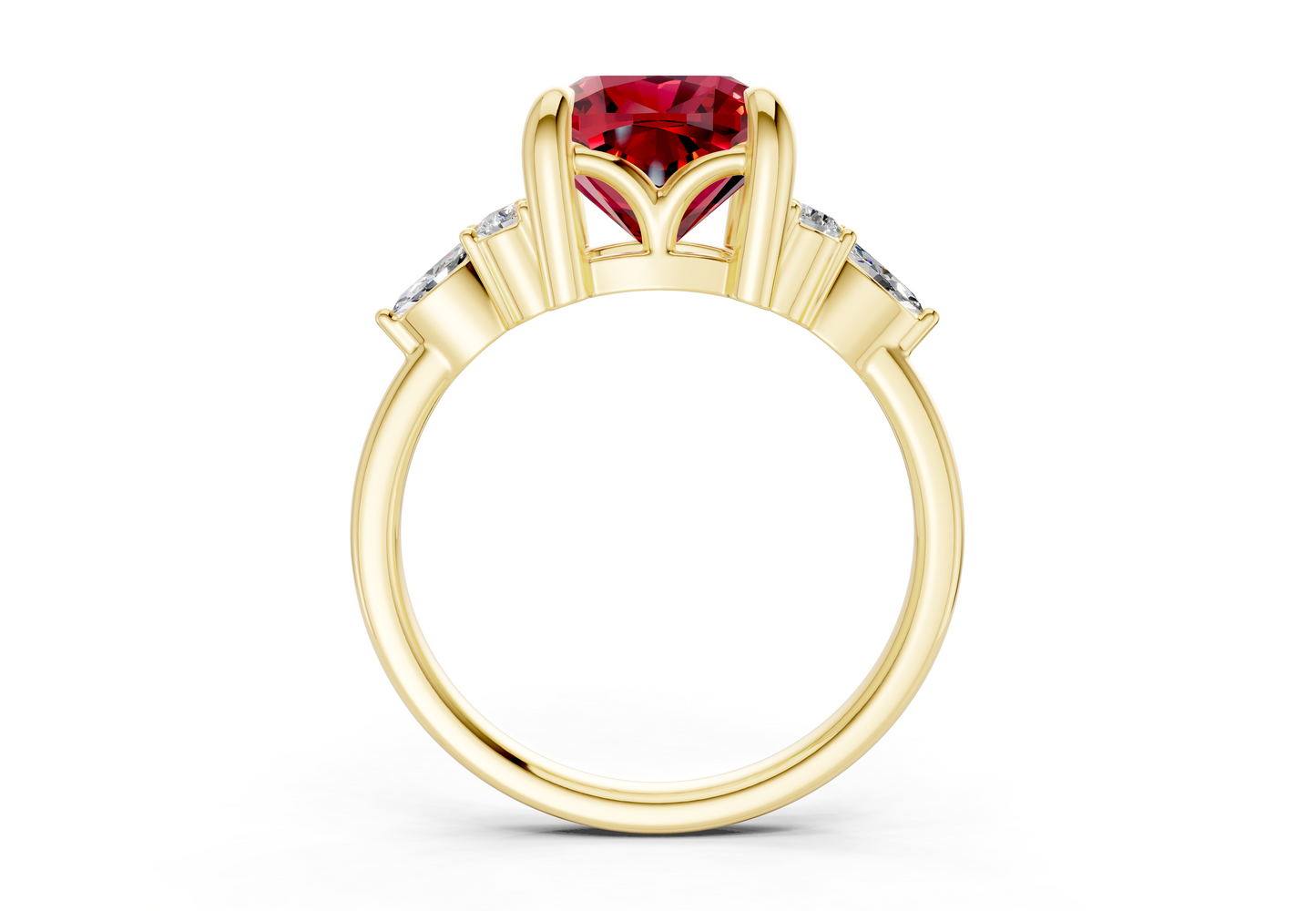 Lyra Ruby Gemstone Accent Cushion Square Cut 2mm Engagement Ring